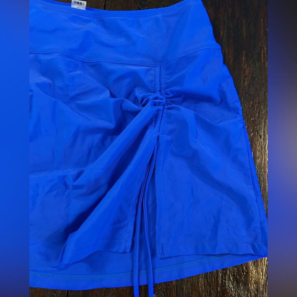 Bright Blue Halter Top and Swim Skirt Two Piece Bathing Suit - Picture 6 of 8